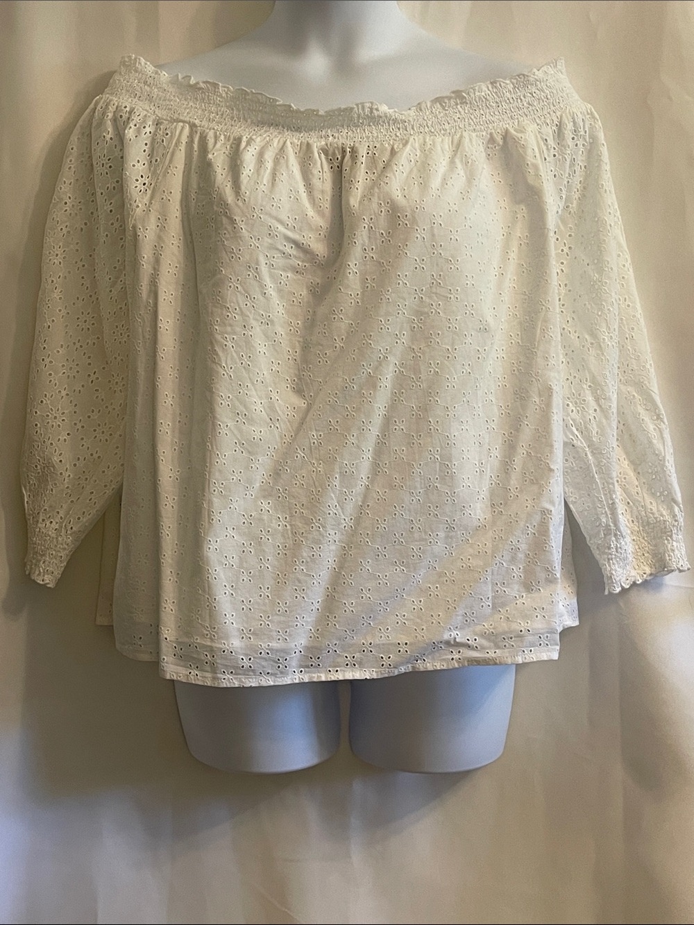 Lane Bryant NWT Eyelet Off-Shoulder Peasant Top - White 14/16 1x